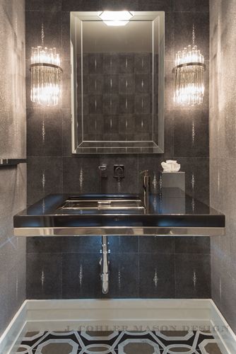 great floor tile to highlight the wallpaper 