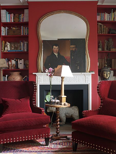 Notice how the modern wing chairs mimic the movement of the mirror. Small details like that is what seperates a good designer from a great designer. 