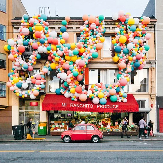An installation to celebrate Oh Joy 's 10 years of business. Quite the fete. 