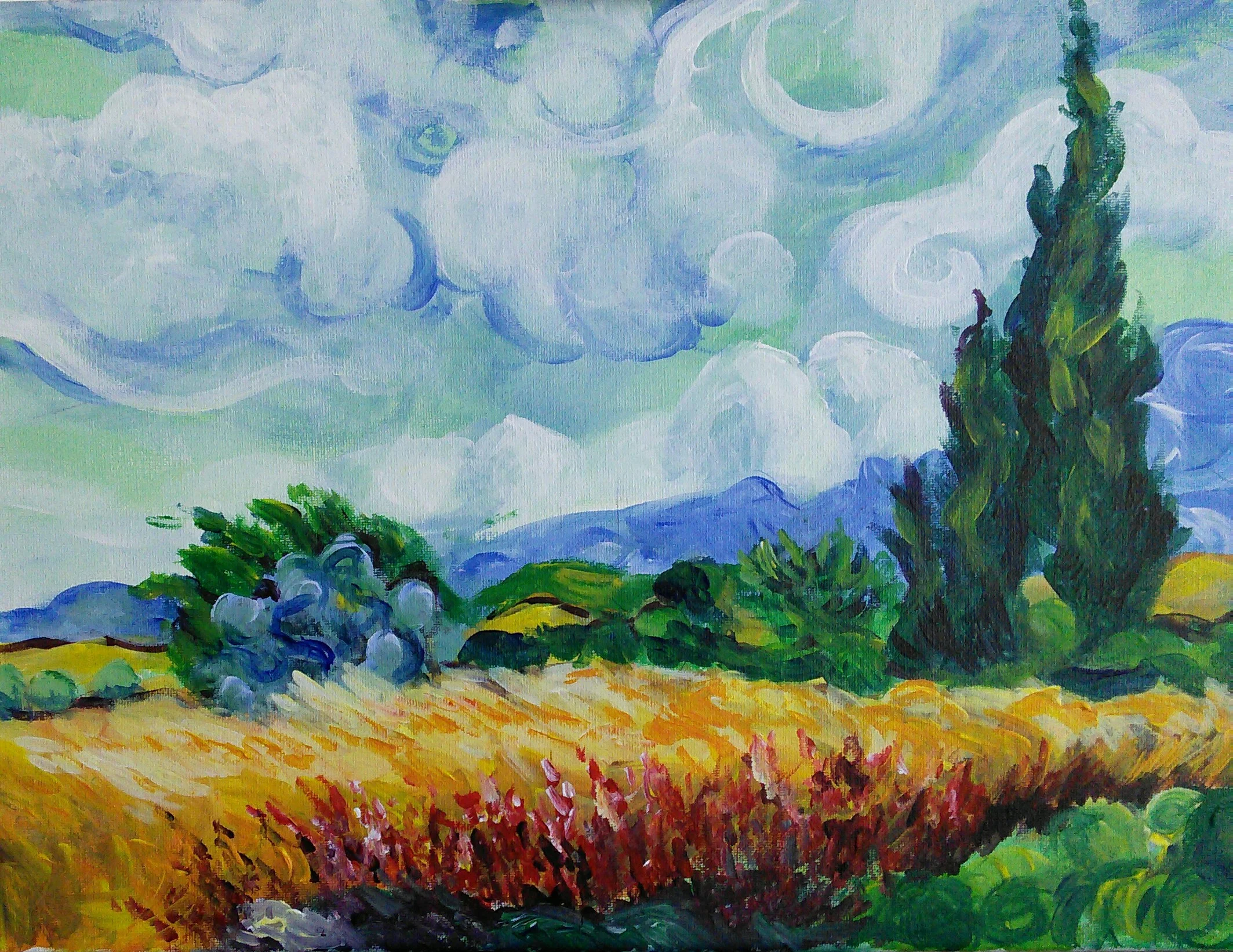 Van Gogh "Wheat field and Cypress" $100