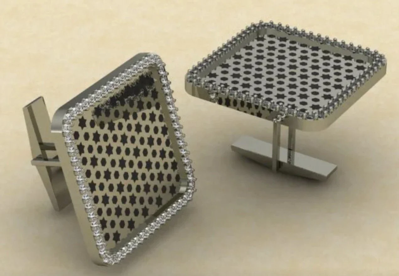 Elegant Diamond and Gold Cufflinks with Geometric Design