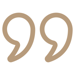 A large, stylized quotation mark symbol on a black background.