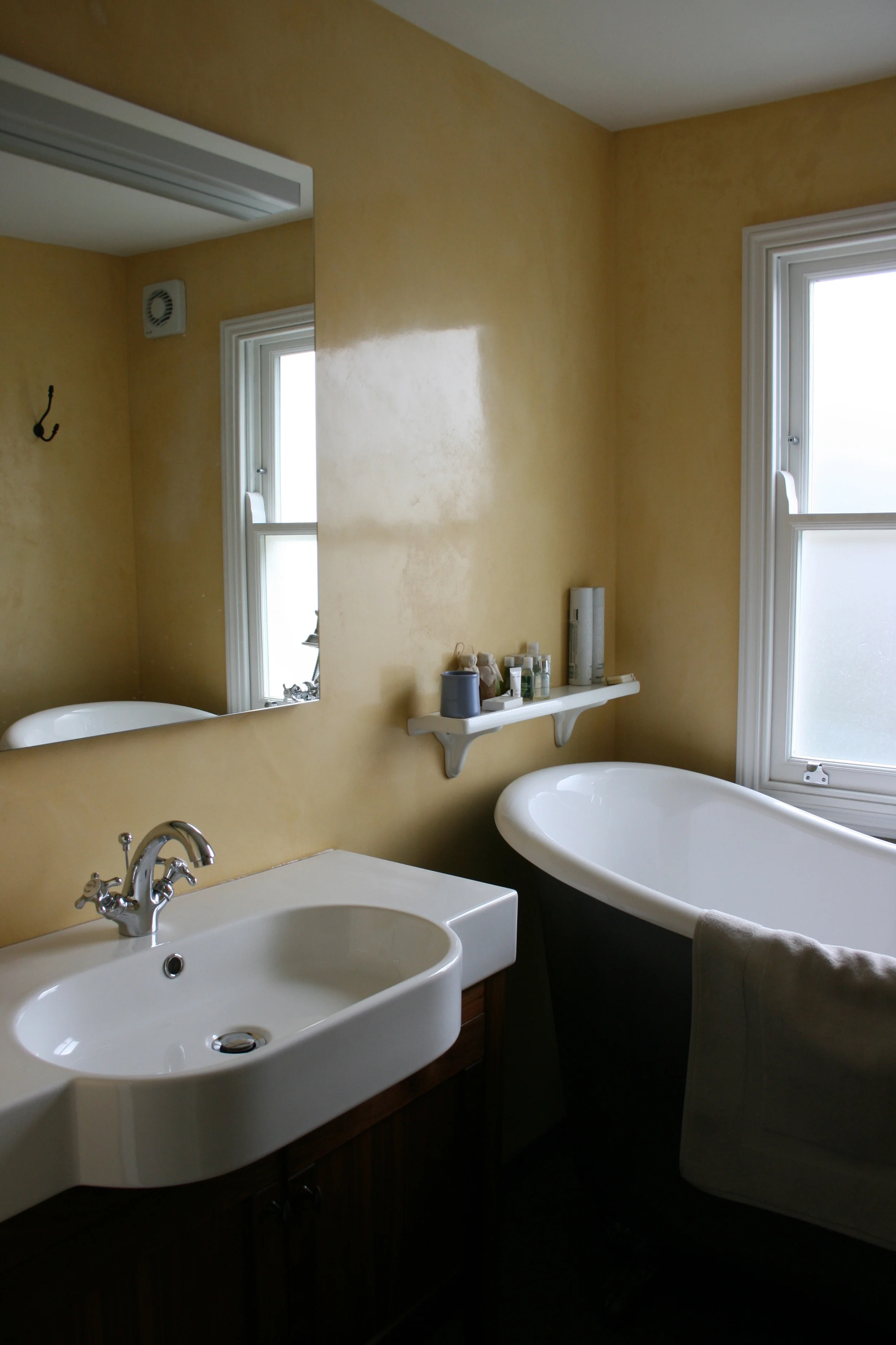  French ochre Tadelakt with carnuba wax finish Dalston, London