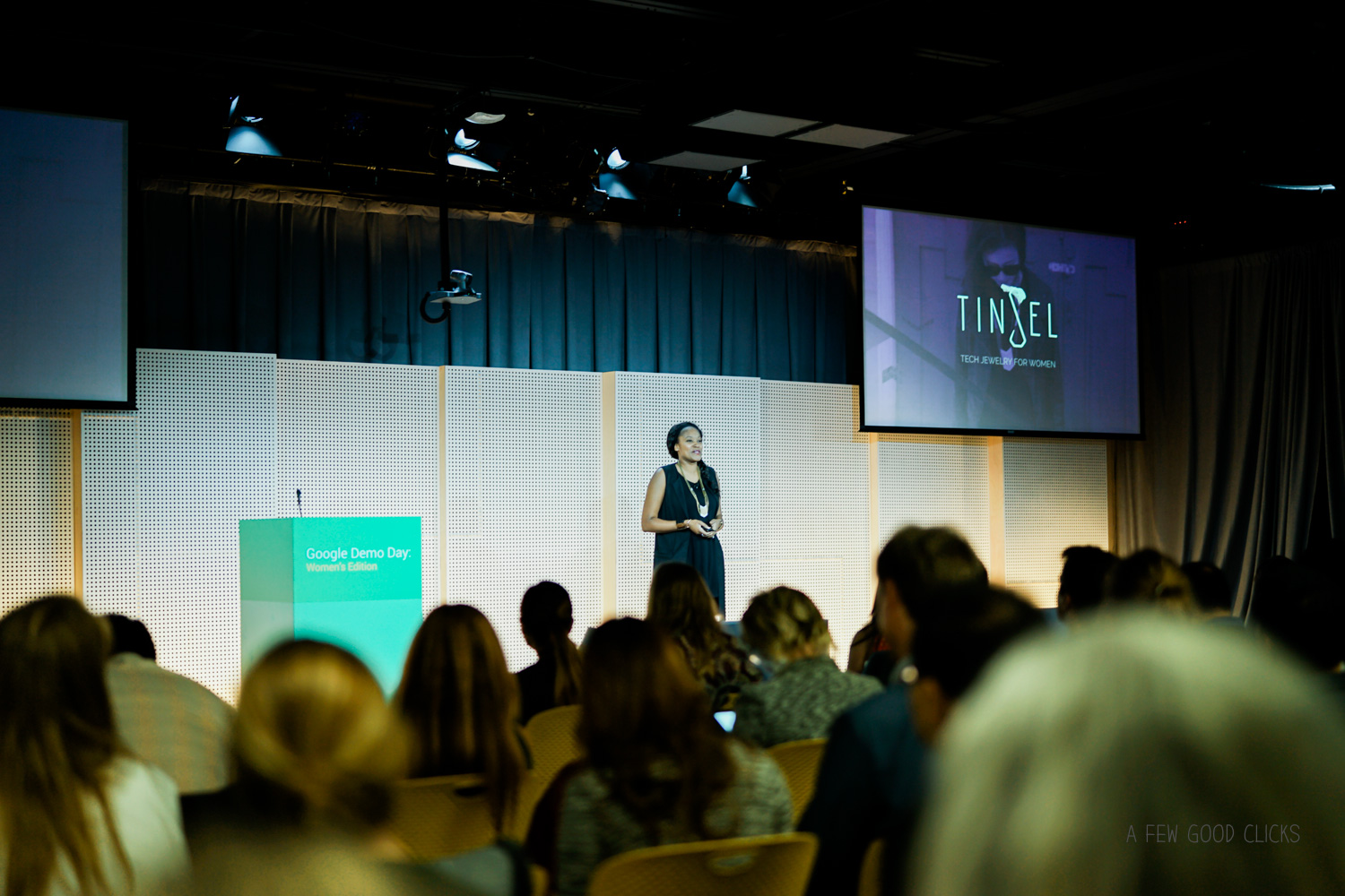 Photograph of Tinsel founder Aniyia Williams at Google Demo Day