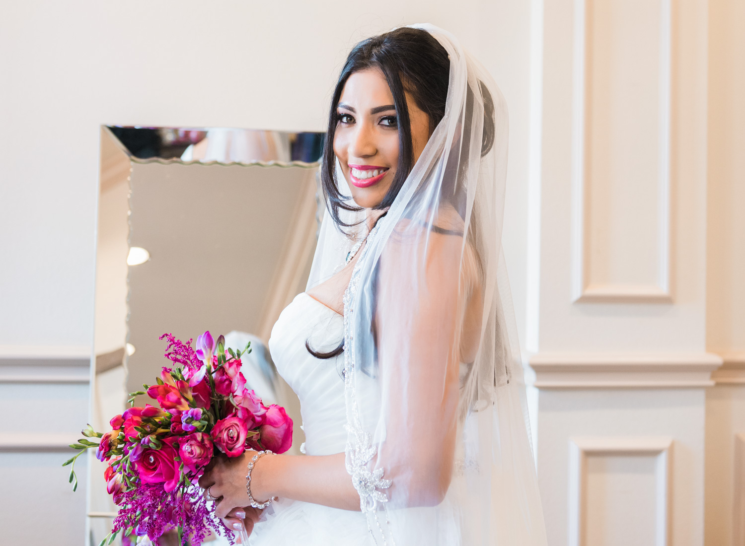 Bride before walking down the aisle