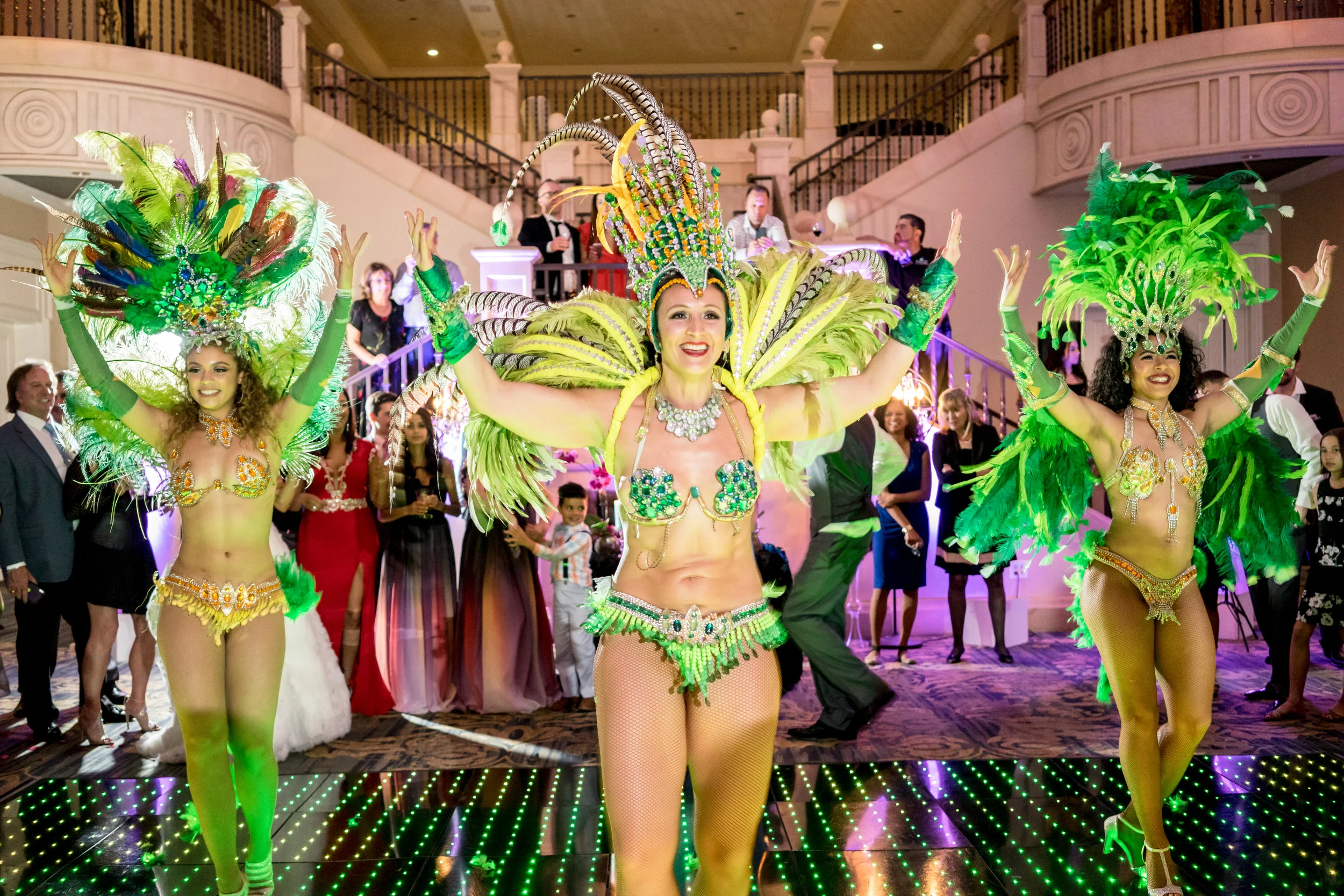 The samba dancers were a great surprise for everyone during the wedding reception. 