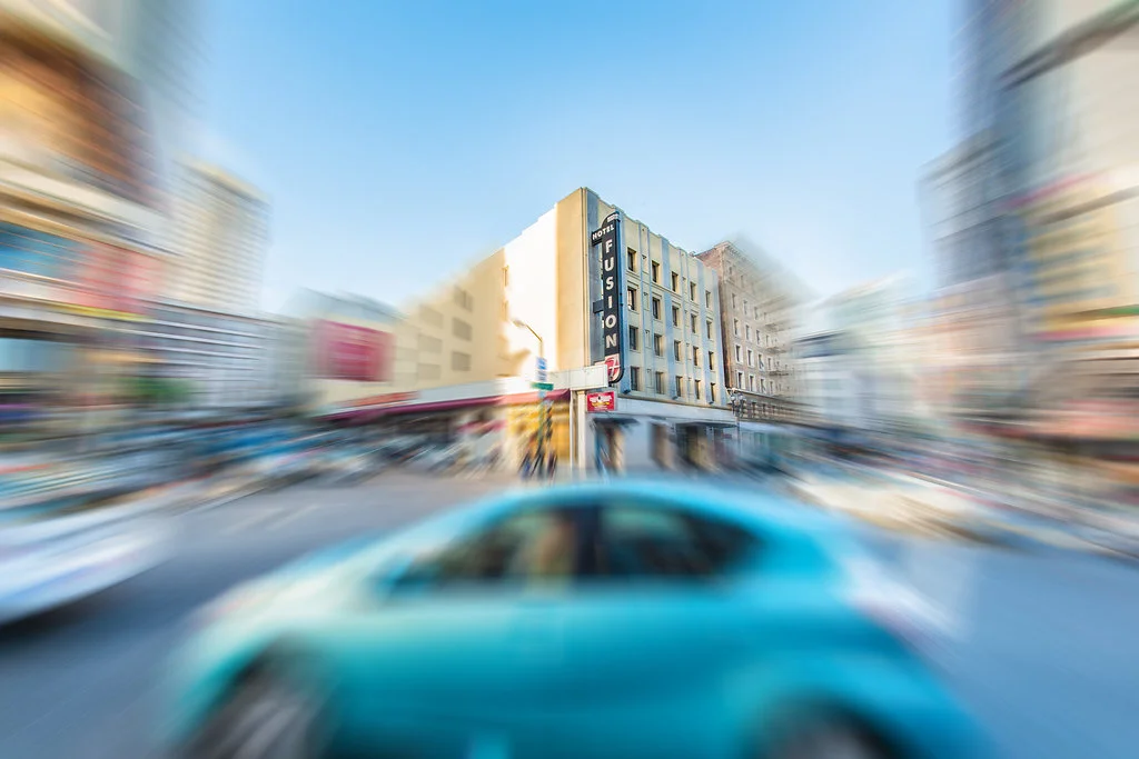 Exterior Facade of Hotel fusion surrounded by hustle & bustle of city
