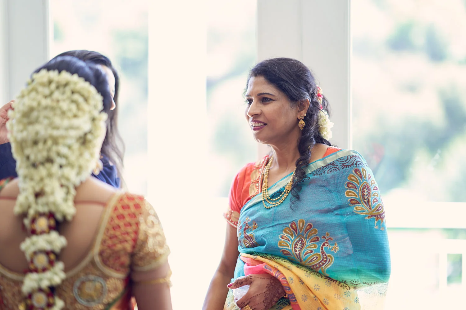 Mother of the bride during getting ready moments.