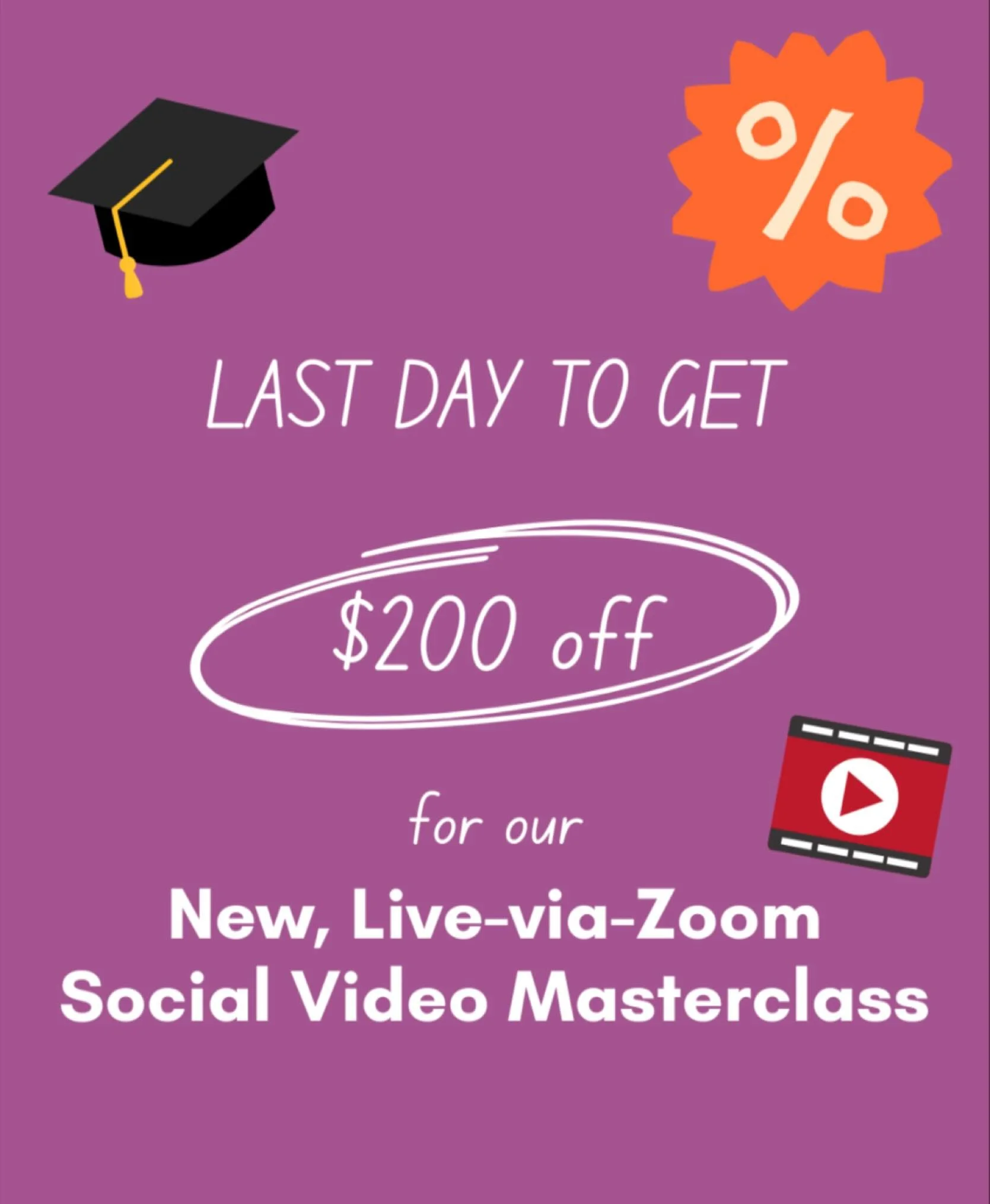 ⏰ Last day for $200 off!
&nbsp;
I&rsquo;m excited to be teaching the Social Video Masterclass this January. The in-person course that inspired it was a hit, especially because we didn&rsquo;t just teach editing and cutdowns: social content is more th