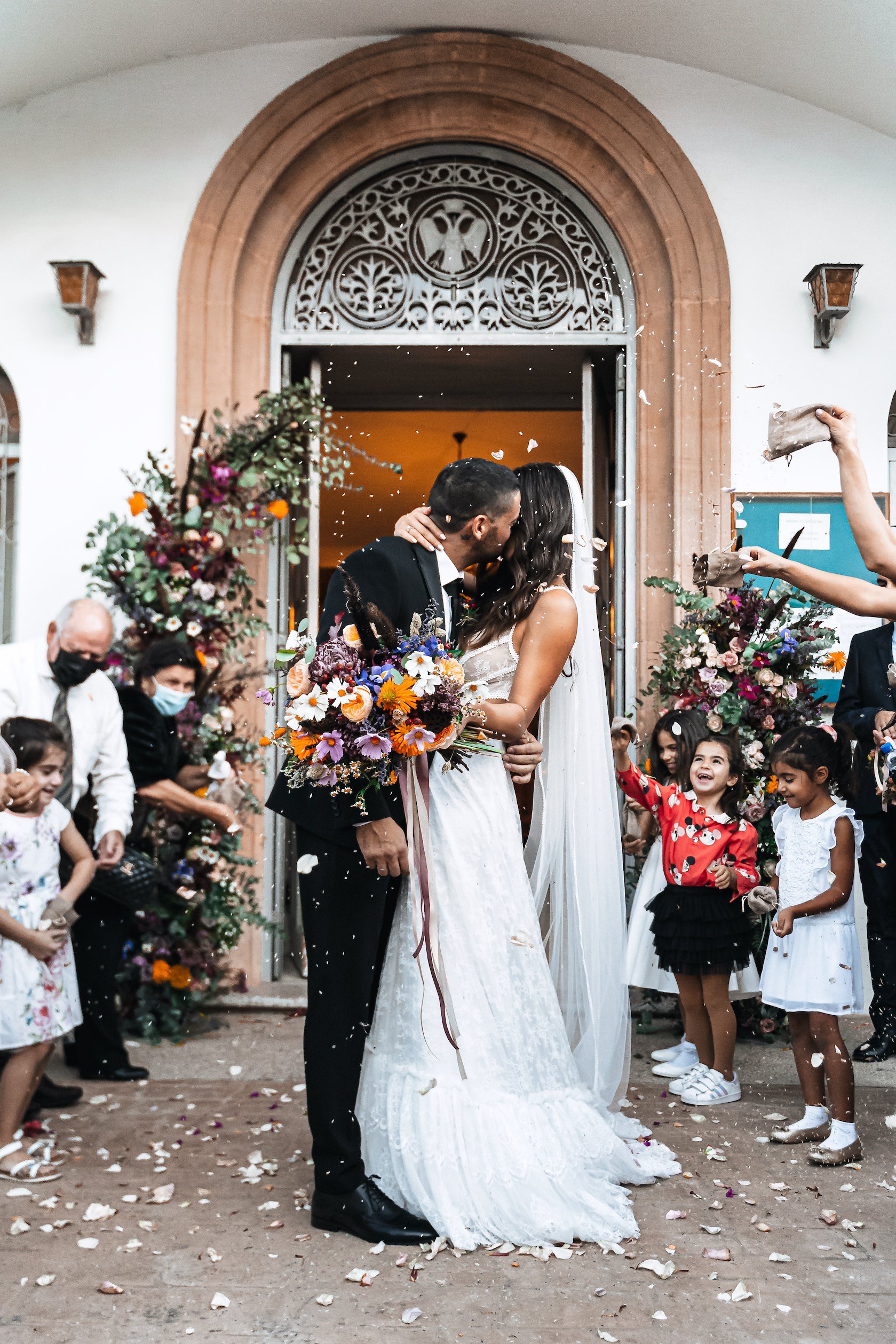 Splendid photograph of the boho bride and groom on their special day in Cyprus