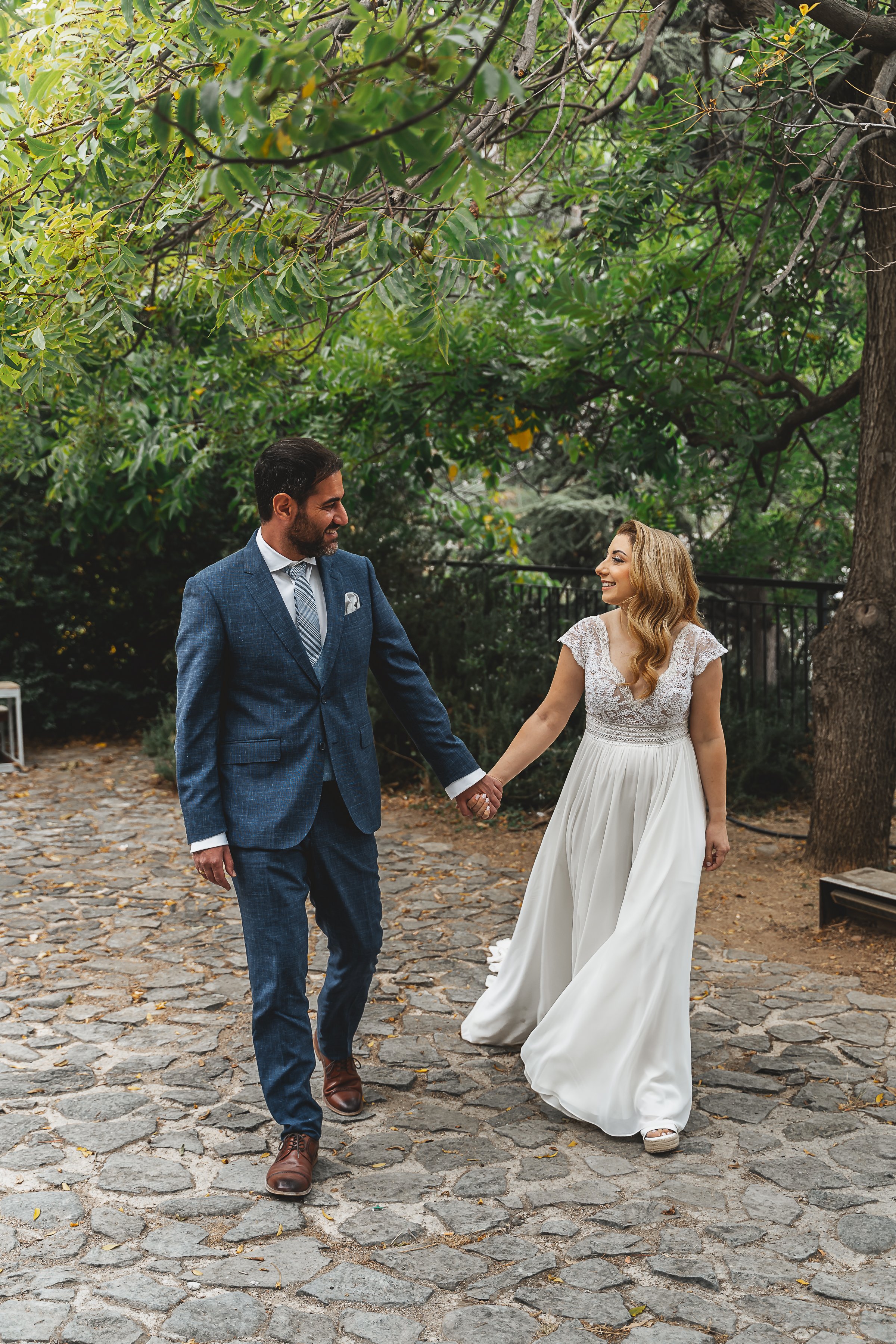 Awe-inspiring picture of the bride and groom on their wedding day in the beautiful Cyprus location