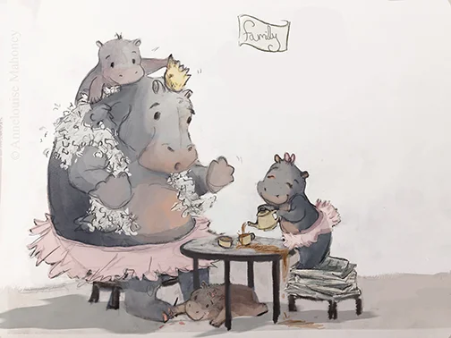 A little hippo family
