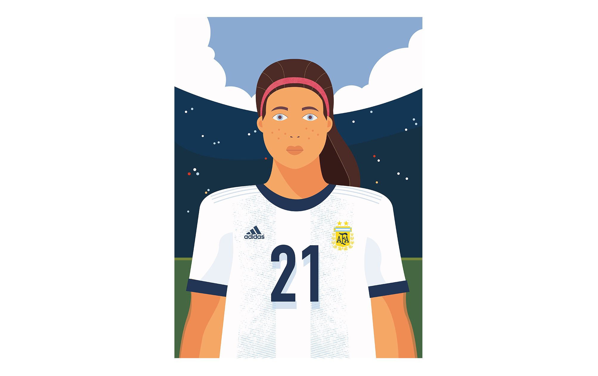 We were asked to illustrate Argentina’s number 21, Natalie Juncos for the project which will be be published as a book, with a limited number of copies being sold and 100% of the profits given to a football related charity.
