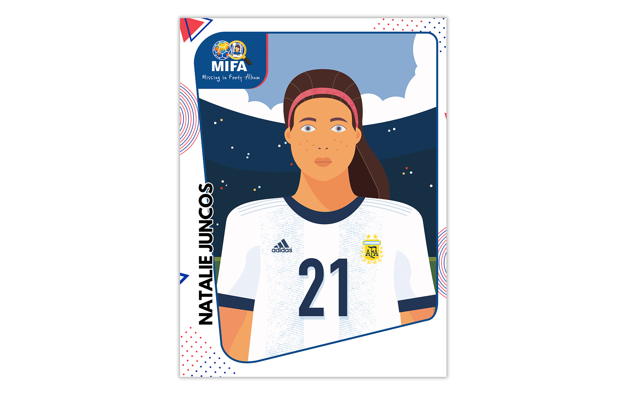 The Official Panini Sticker book is released for every major International football tournament and has proven to be a massively popular hobby for fans of all ages. However, the 2019 Women’s World Cup sticker book only features 17 players from each squad, when in fact, squads include 23 players. The MIFA project aims to illustrate every player that is a part of their world cup squad, but not part of the sticker book.