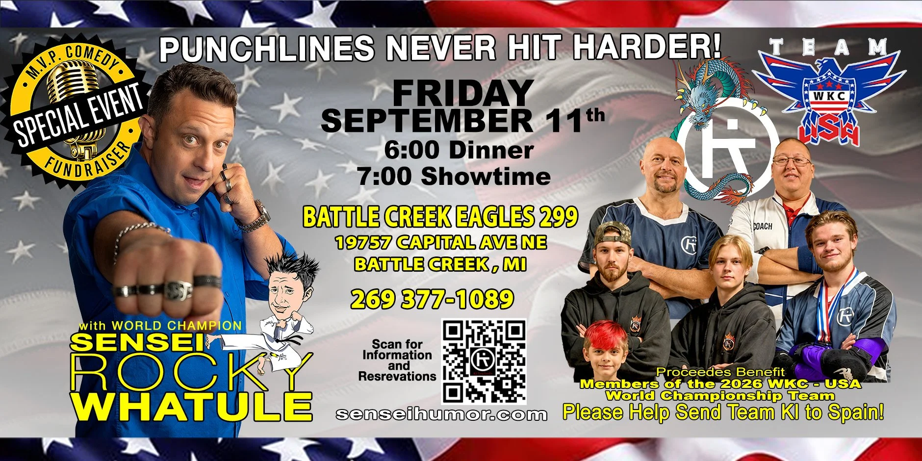 MVP COMEDY FUNDRAISER  -  Sensei Humor ~ ROCKY WHATULE - Battle Creek, Mi