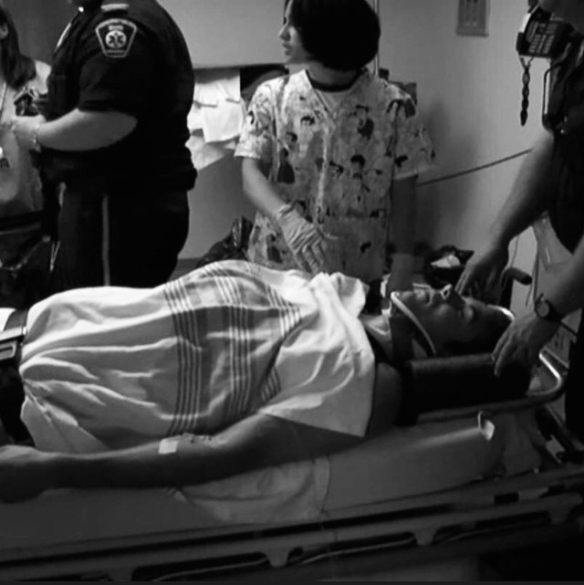 En route to the hospital after my crash.