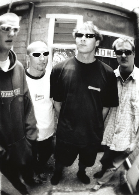 The Muckers - back in 1995, behind the Felix rehearsal rooms in Symonds St...lurking outside the womens..as they did- Photo:CPL