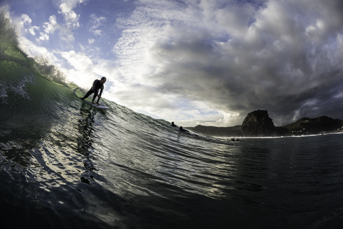 Local surfer and plumber Jami Parkinson setting up the section