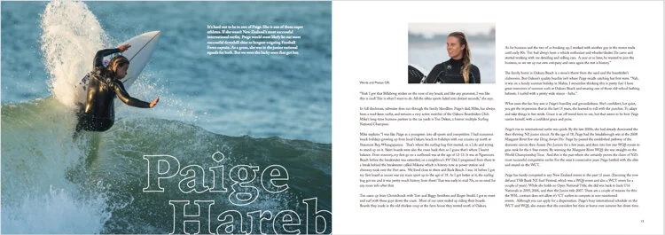 As with Vol 1 the book is crammed packed with NZ surfing royalty, shredders, big wave tacklers, women, long boarders and grommets. Warren draws no destinctions between craft ridden, age or sex. It's just about celebrating Aotearoa's rich surfing culture.