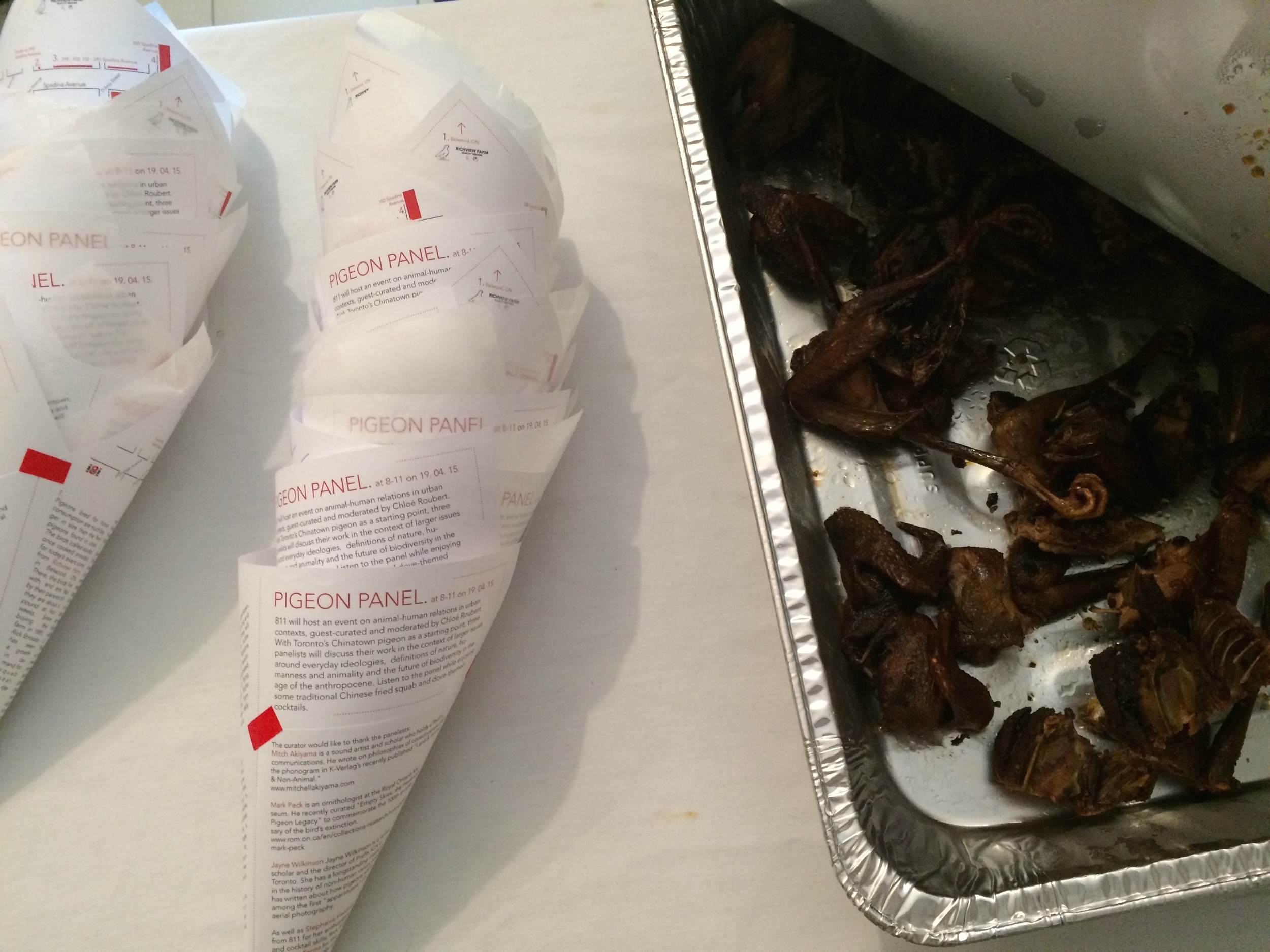  The participants could purchase Chinatown-made BBQ-ed pigeon in their 'pigeon cones.' 