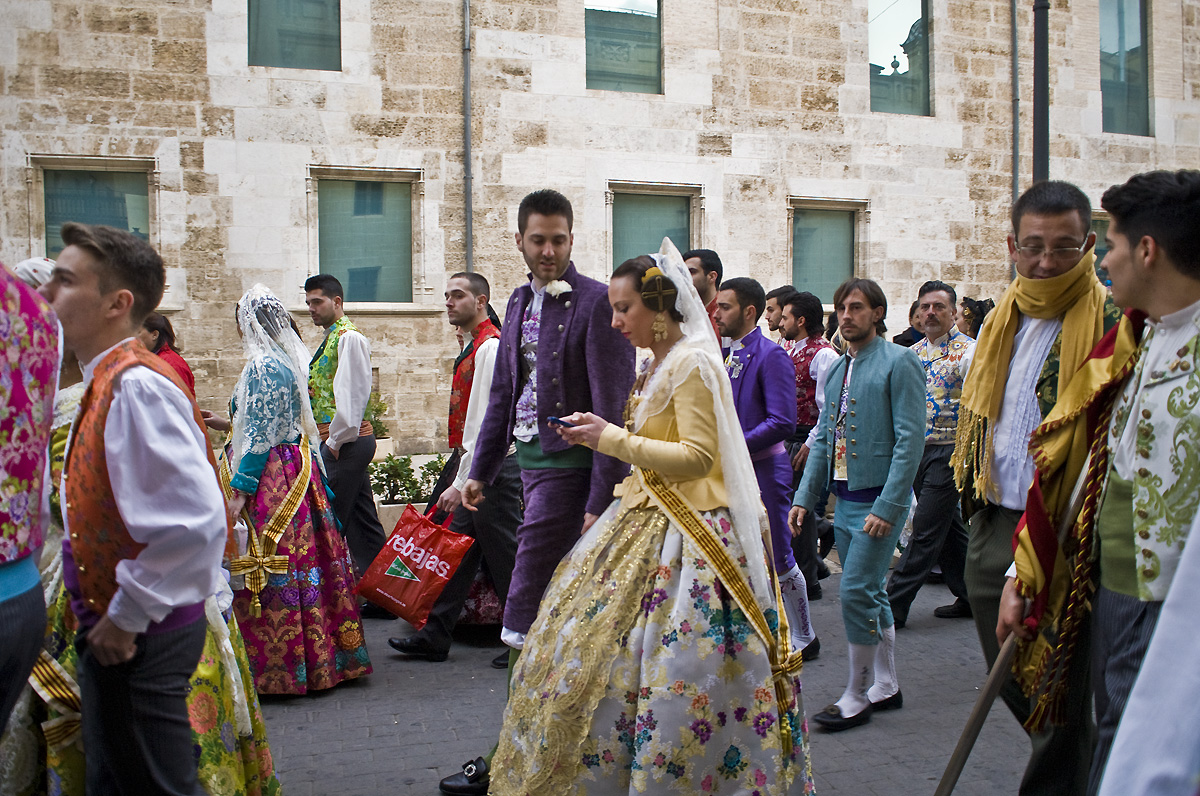 During the week of fallas, you may stumble across little parades and processions like this one around any street corner!
