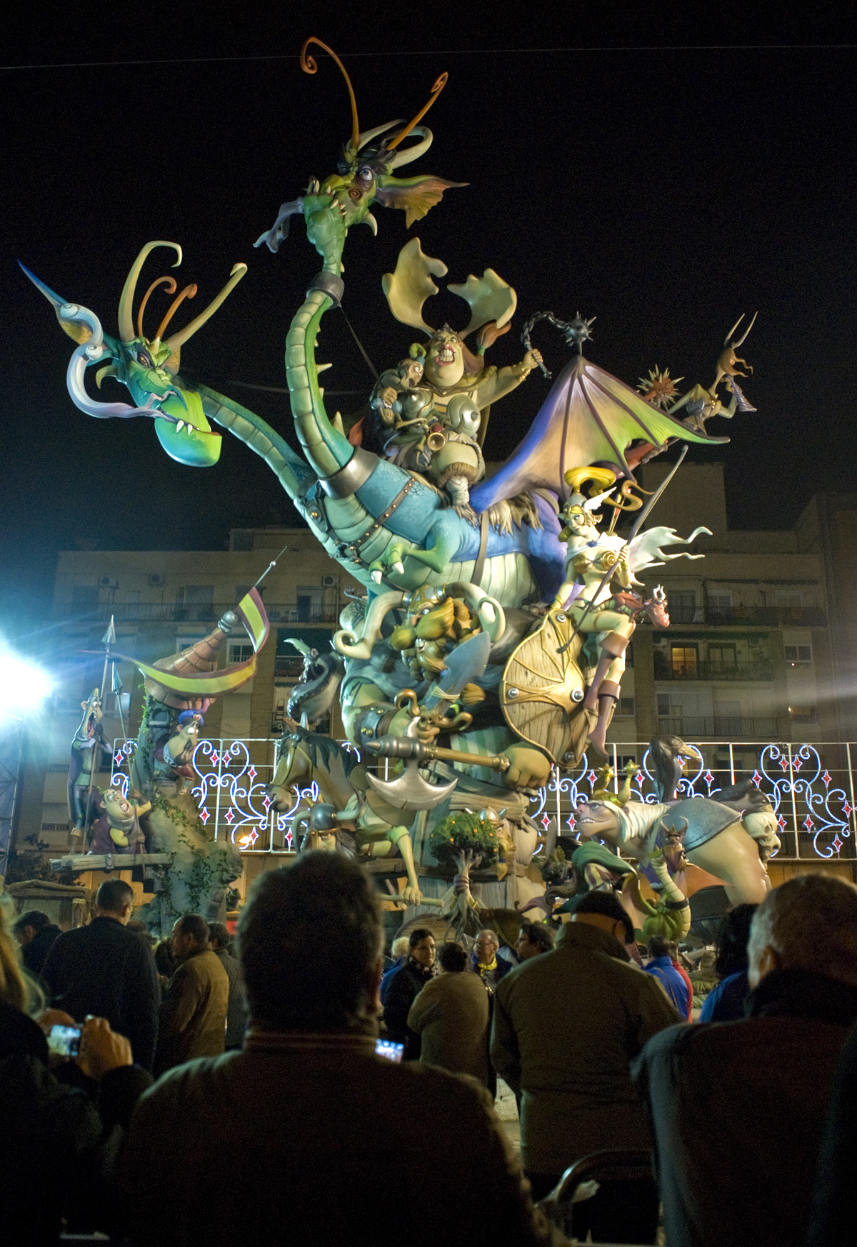 The falla of Valencia's Campanar neighborhood. This falla which won second place in the entire city, was located directly behind my aunt and uncle's apartment building and is the one we watched burn.