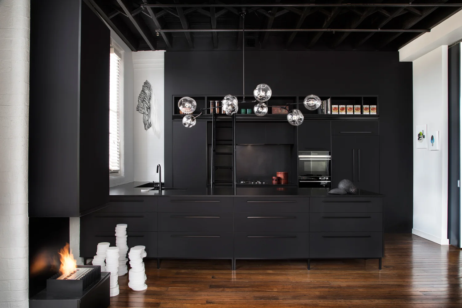 A Dynamic Black Kitchen And Vintage Style Bathroom. Set Within An Industrial Space