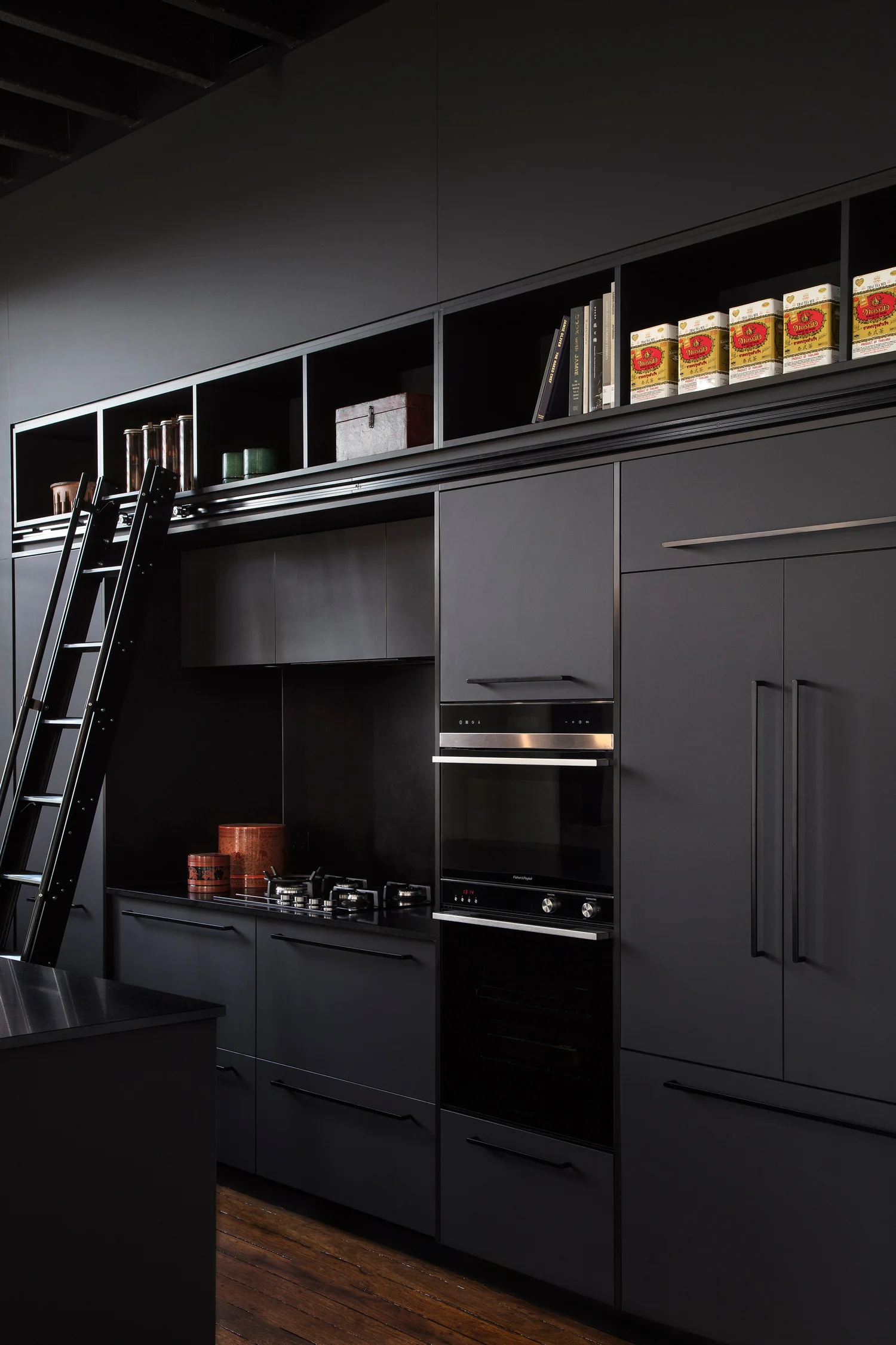 A Dynamic Black Kitchen And Vintage Style Bathroom. Set Within An Industrial Space
