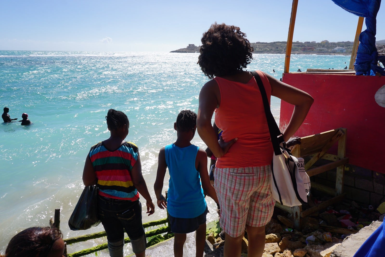 Shock at the ocean actually being at our feet. January 2016, taken by Kamilah Taylor.