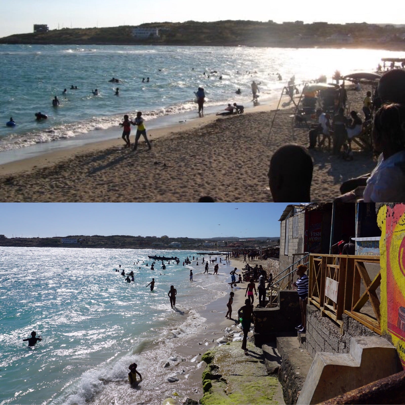 Top, Hellshire Beach, January 2009, taken by Kamilah Taylor. Bottom, Hellshire Beach, January 2016, taken by Kamilah Taylor. Both photos taken at Prendy’s.