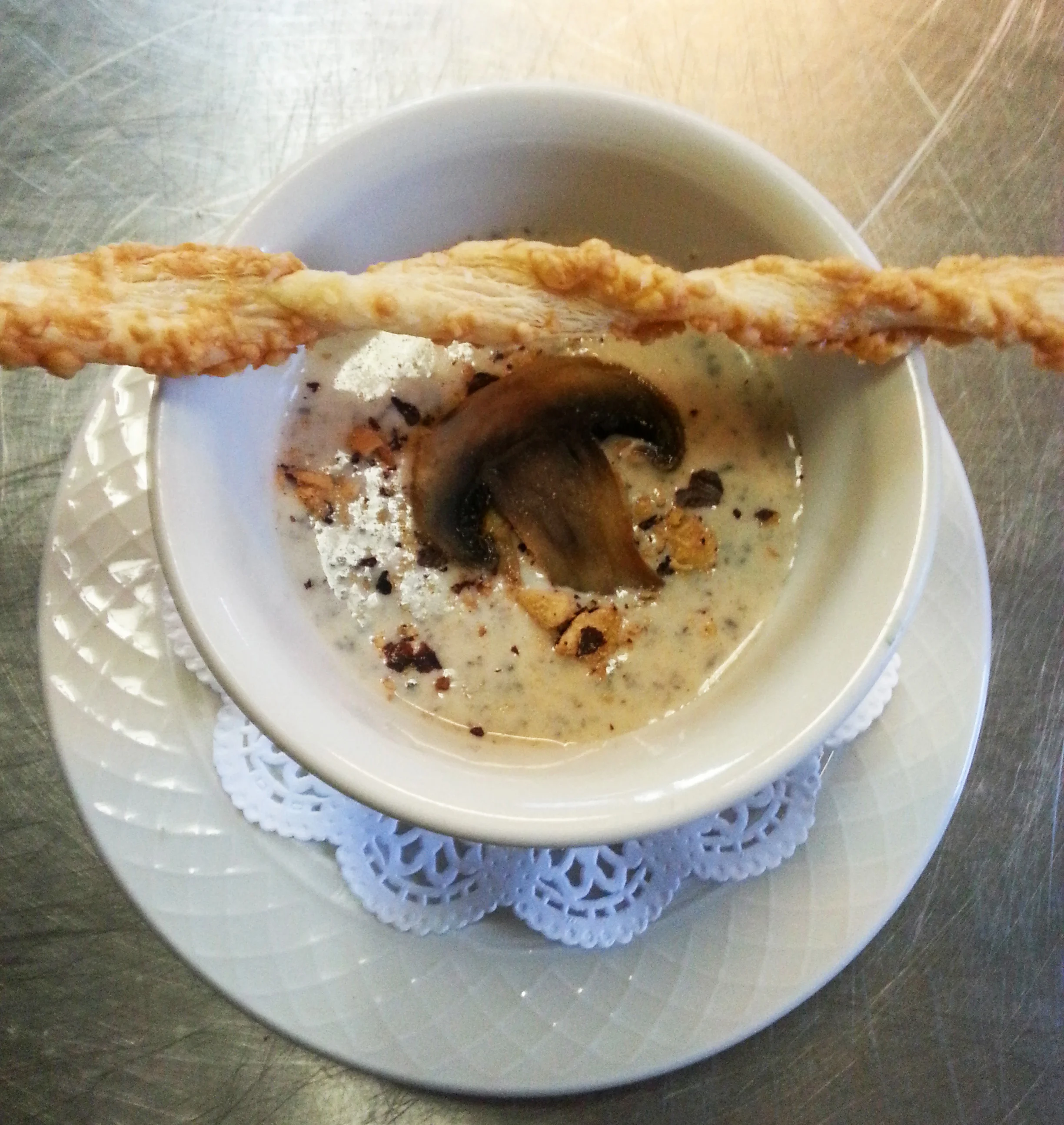 Cream of Mushroom Soup with Parmesan Twill