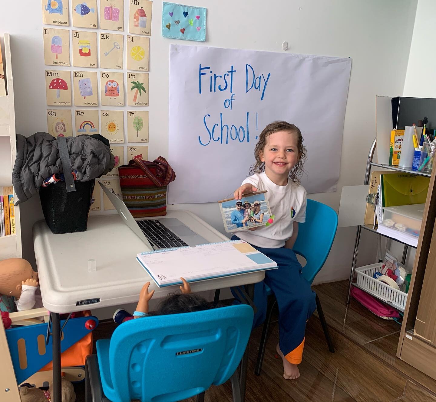 First day of school in Peru for #adileenkate today! Uniform mandatory, shoes optional. Bring your own friends.