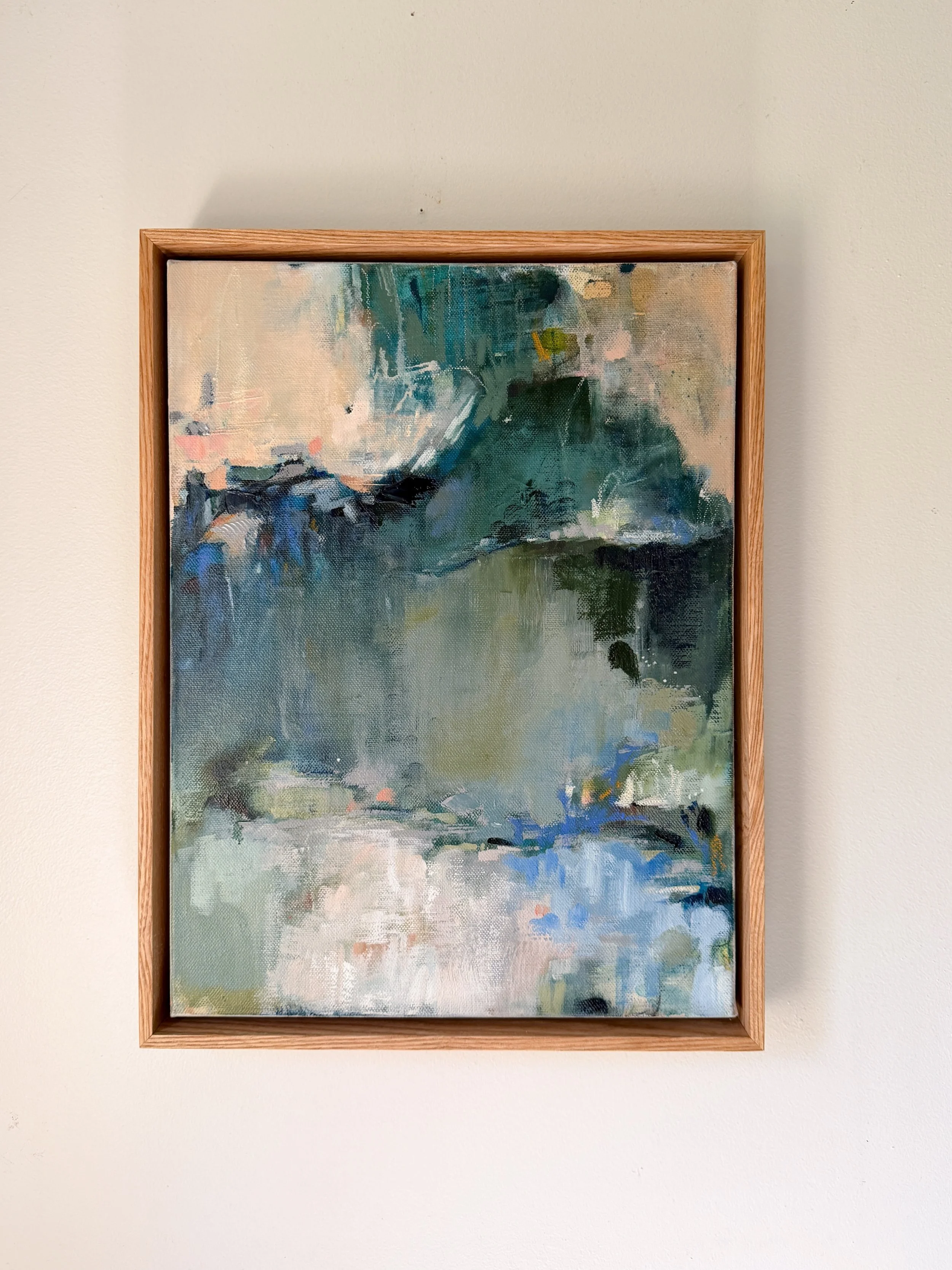 Water Garden 🔴 Sold 
Oil, acrylic, pastels on canvas framed in ash 
12x16