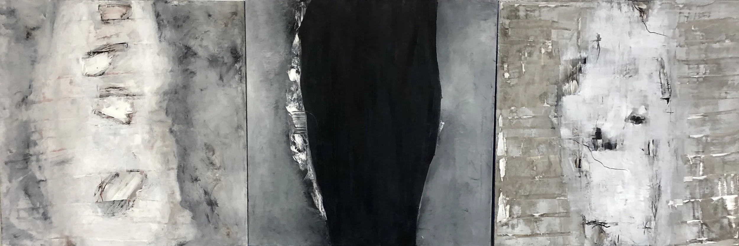 (#1 and #3 sold) The First Progression | Mixed Media on Canvas | 30” x 90” | $3900