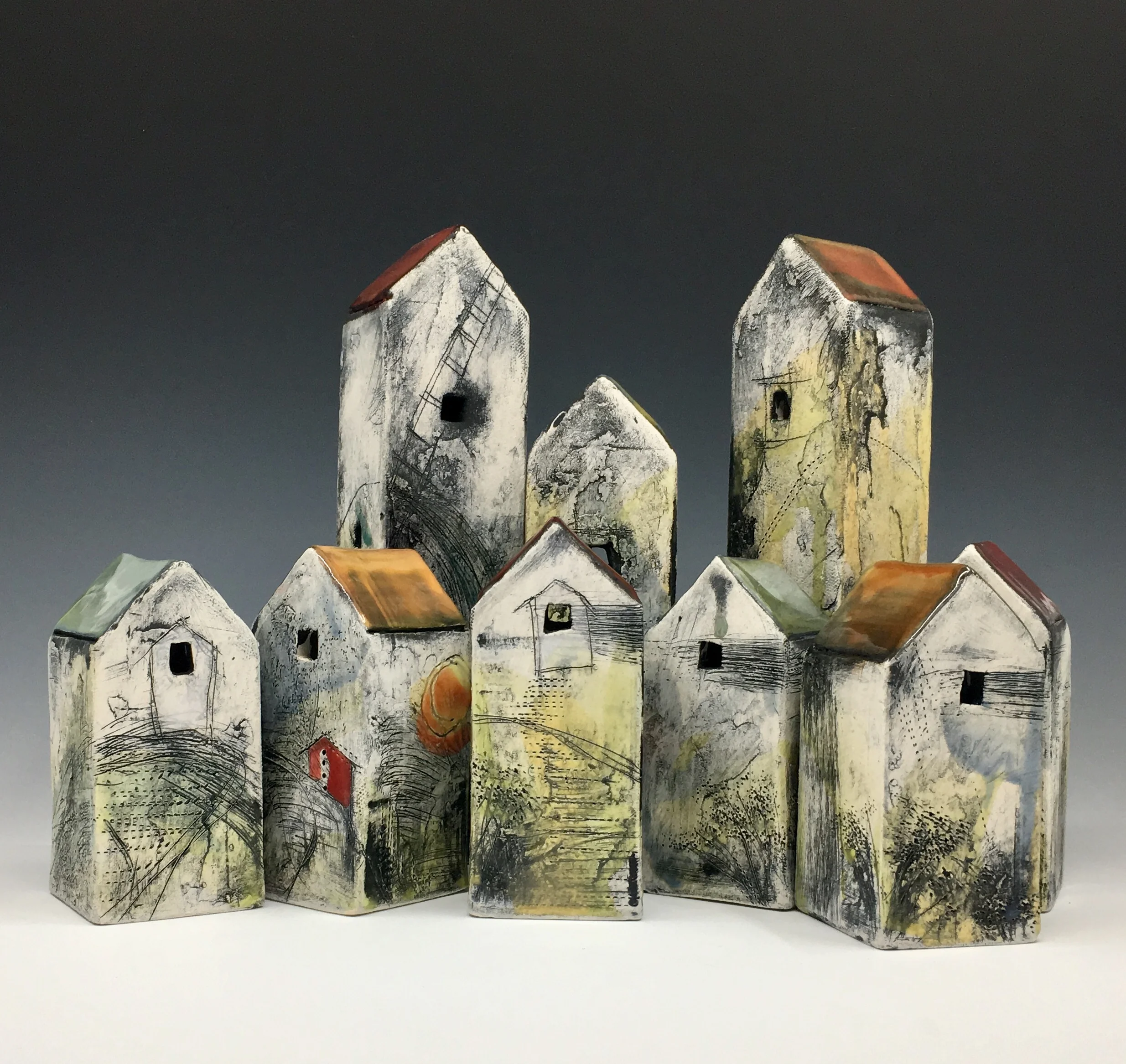 Little Houses | Earthenware, glaze  | 2 x 6 x 2 inches (approximately)| $100 each