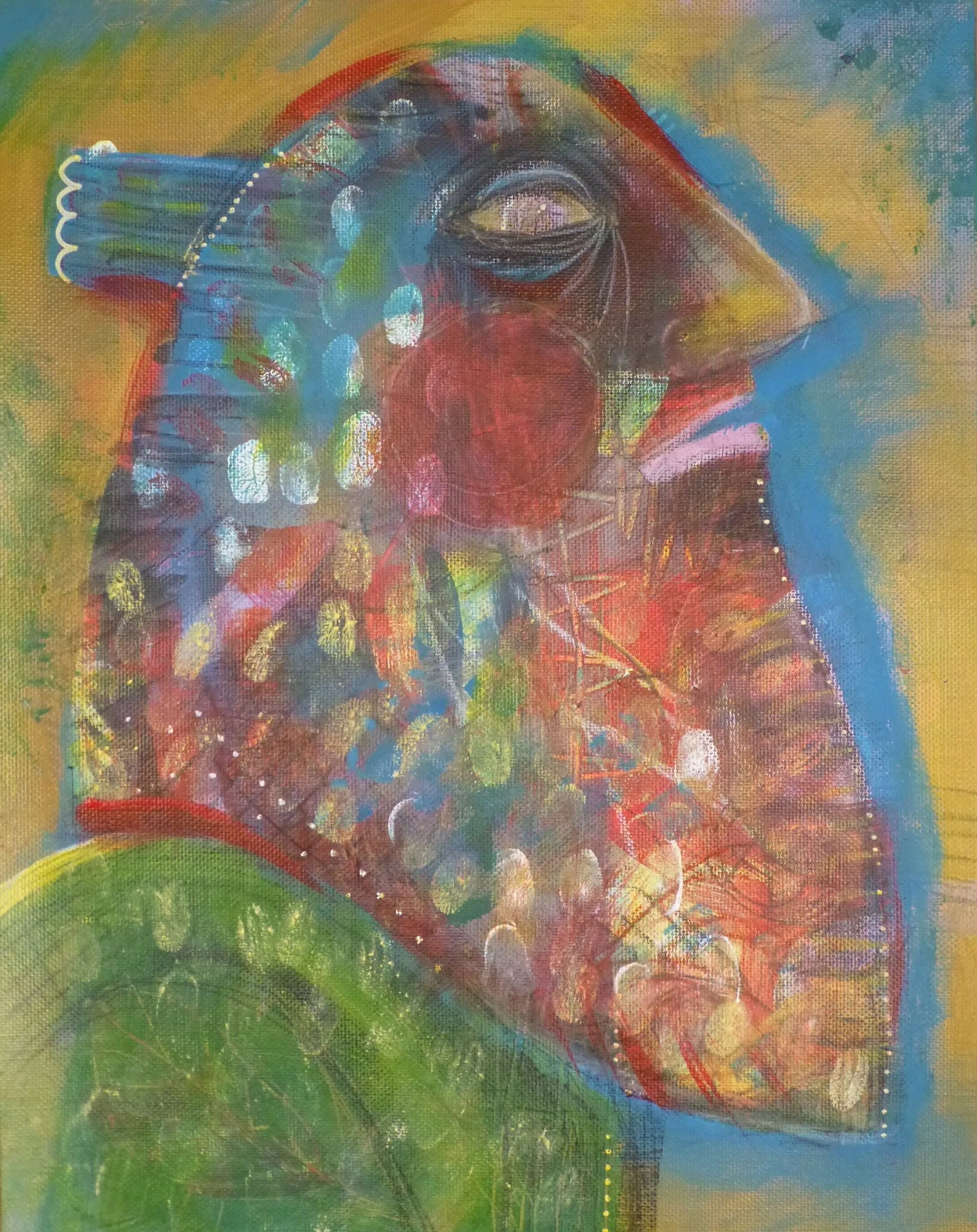 Whisker Crop | Mixed Media On Canvas | 14" x 11"