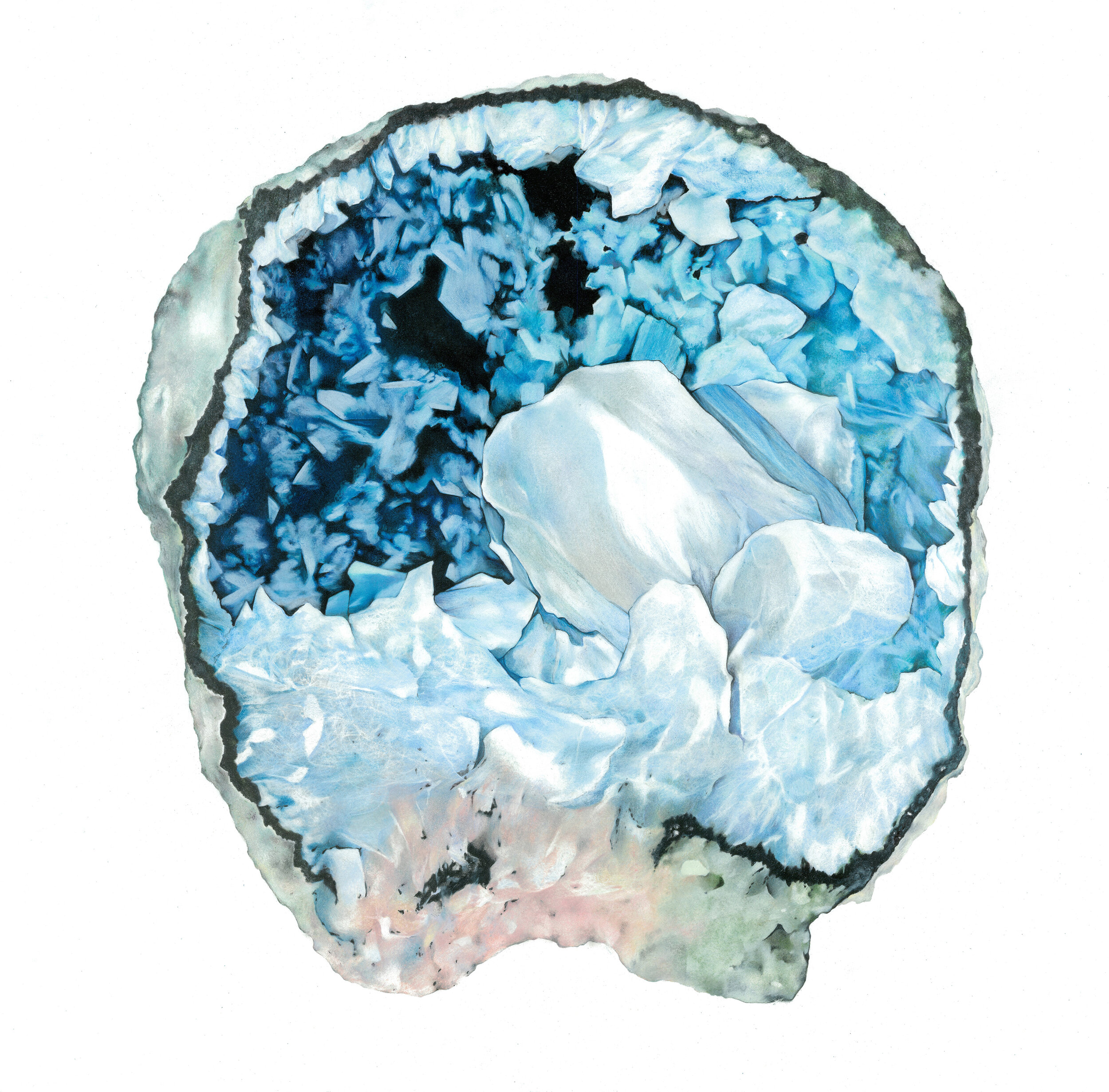 Blue Geode | Colored Pencel on Paper | 24" x 24" | Limited Edition Print, $225