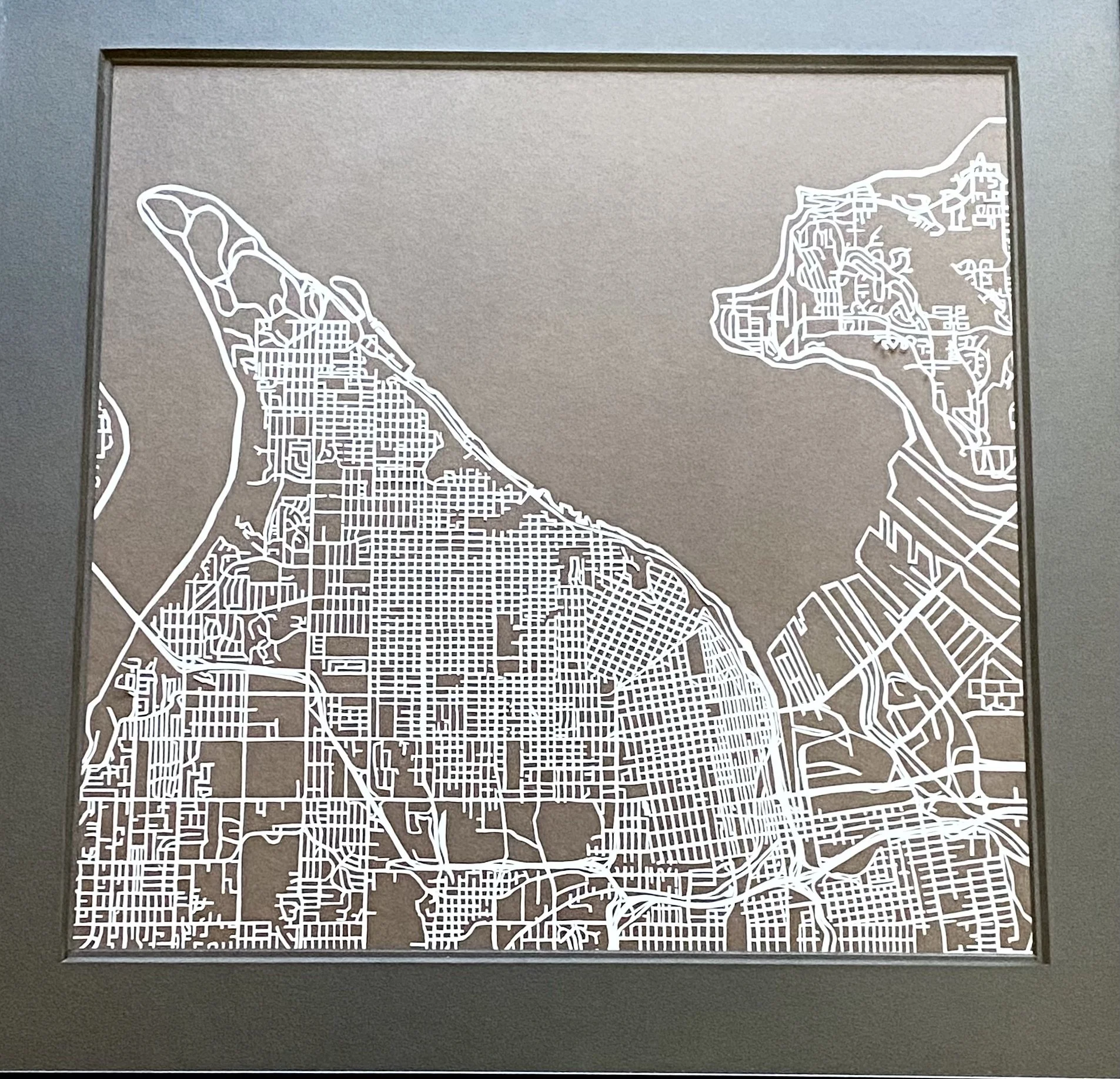 City of Tacoma | in Glass Frame Mylar Drafting Film | 15” x 15’  | $750