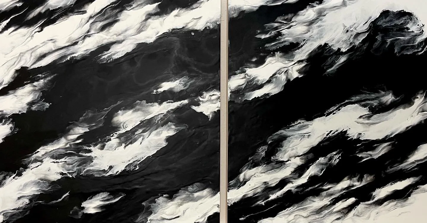 Energy Fields | Encaustic on Panel | 30" x 60" diptyc | $3600