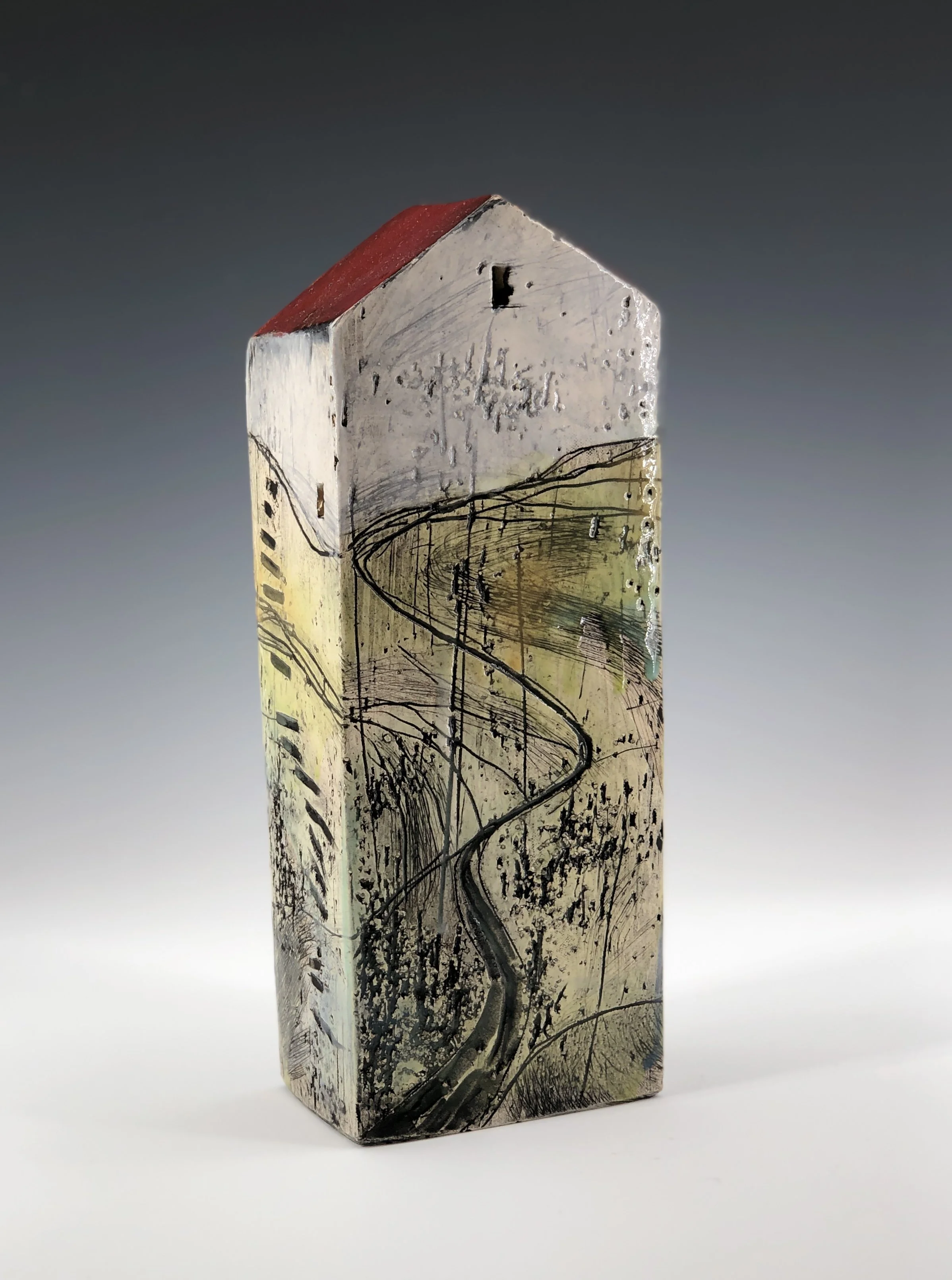 White House on Hill | Ceramic, Stain and Glaze | 11.5" x 4" x 3" | $350