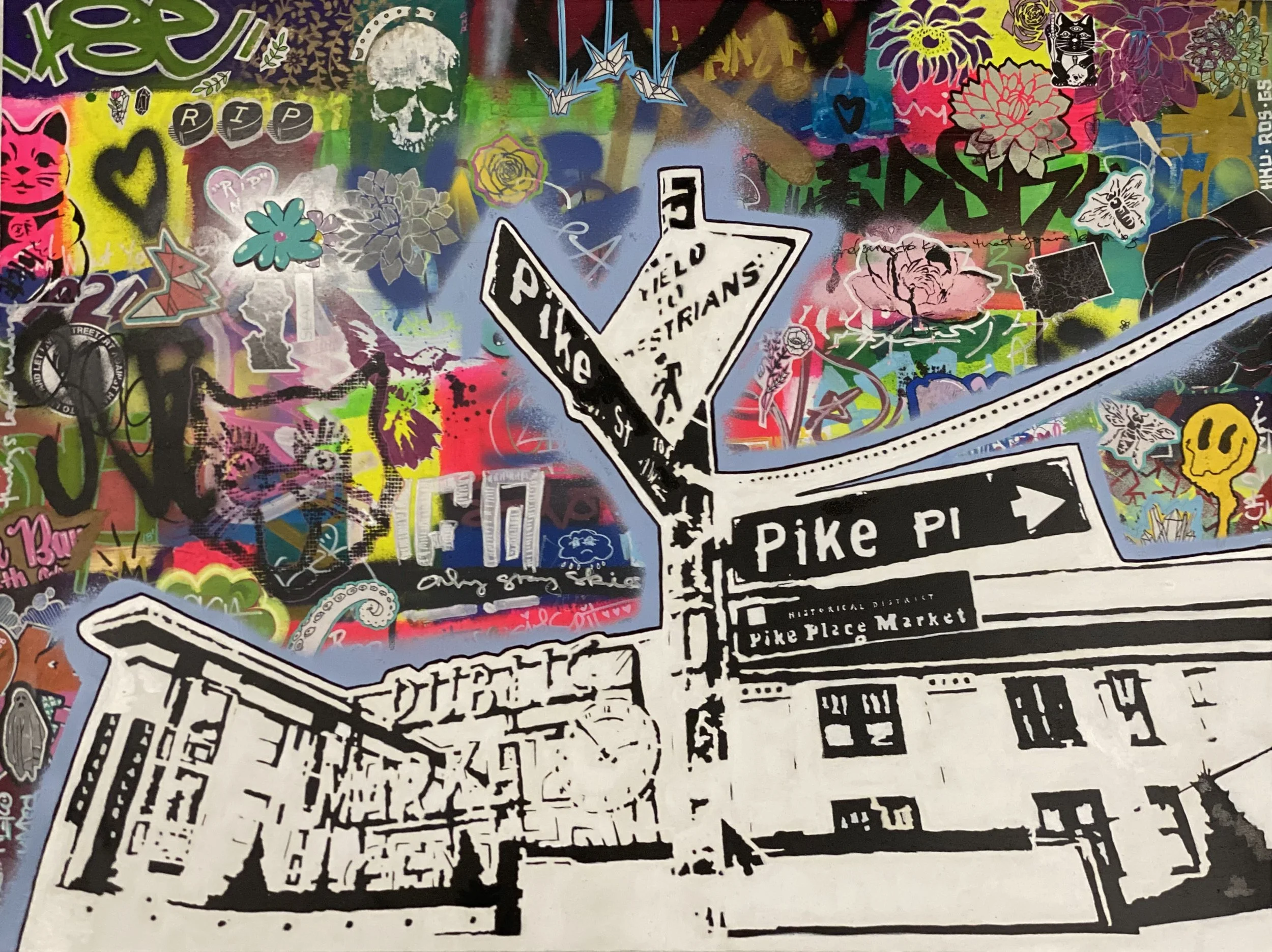 Pike Place Corner | Mixed Media on Canvas | 30" x 40" | $1440