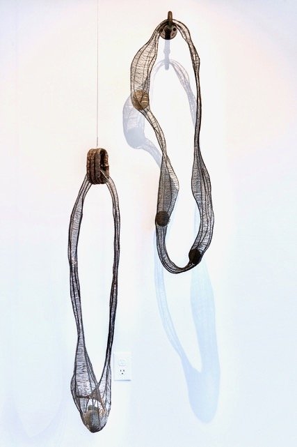 Trio and River | Steel, Stone and Wire | 35" x 18" x 3" | $600 each