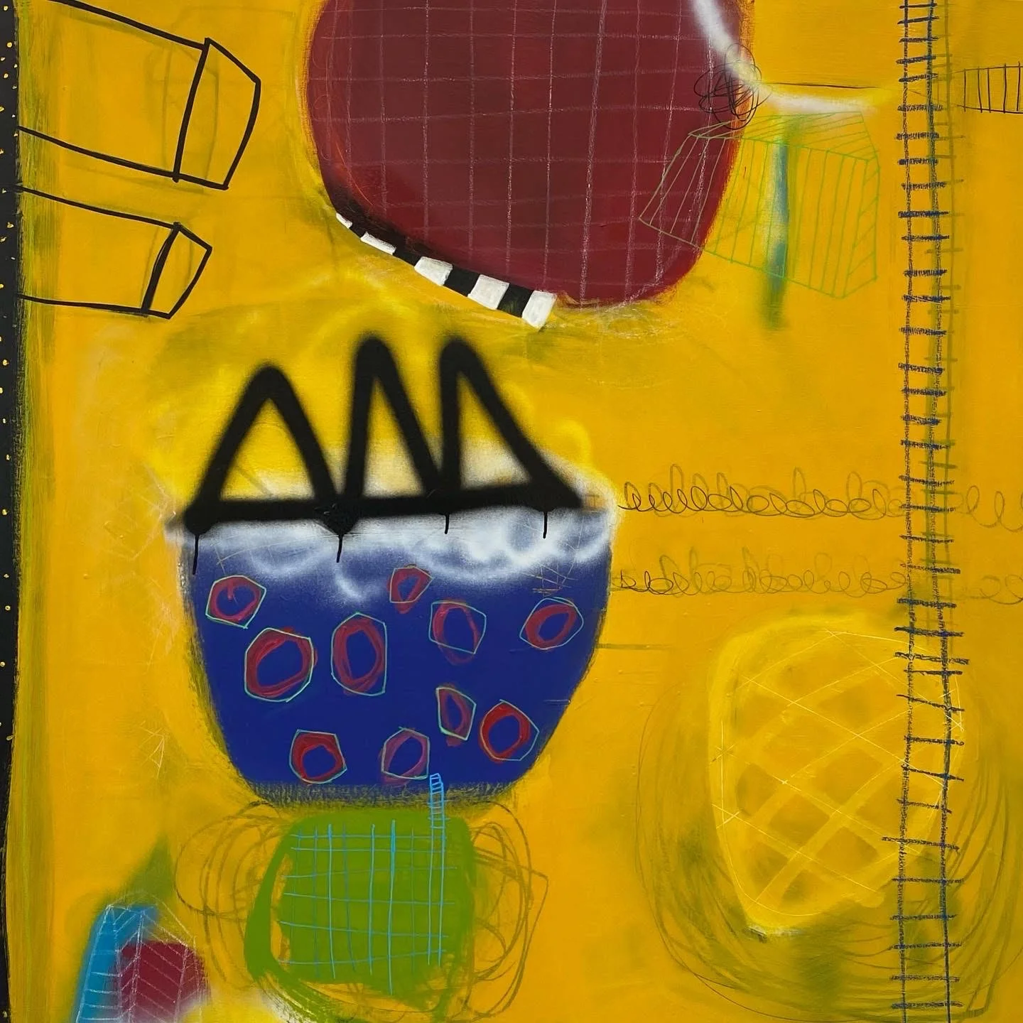 She Had Courage Like Cardboard in the Rain | Acrylic Mixed Media on Canvas | 48" x 48"  | $2800