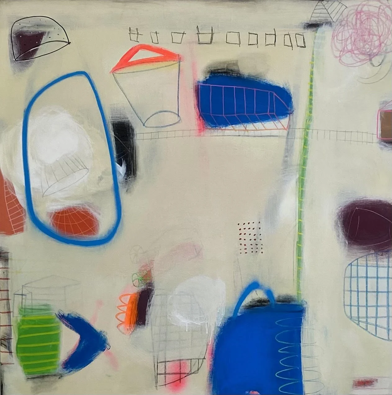 Casper Slide on the Half Rail | Acrylic Mixed Media on Canvas | 48" x 48" | $2800