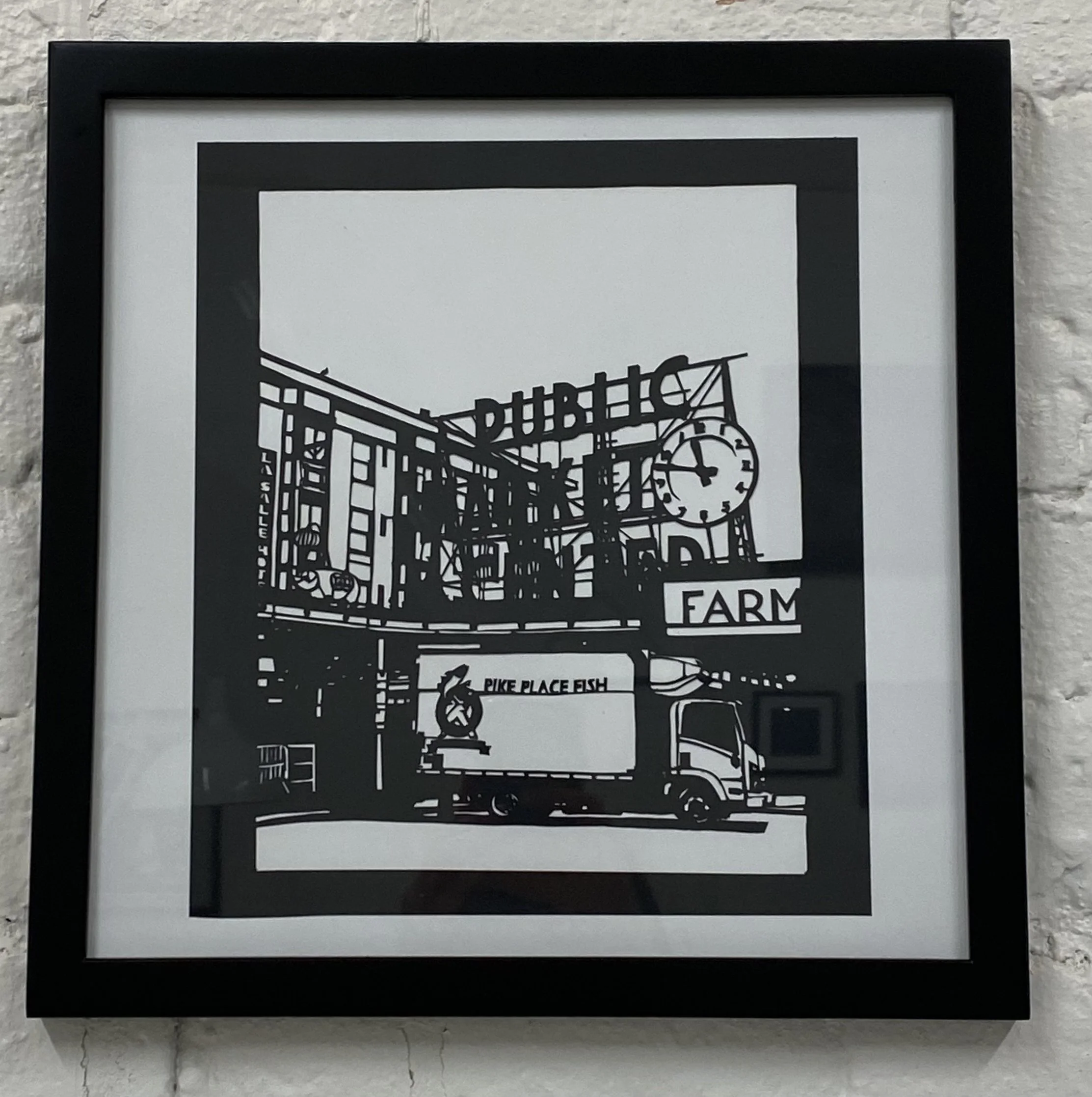 Holiday market  | Papercut Framed |  13” x 13” | $400