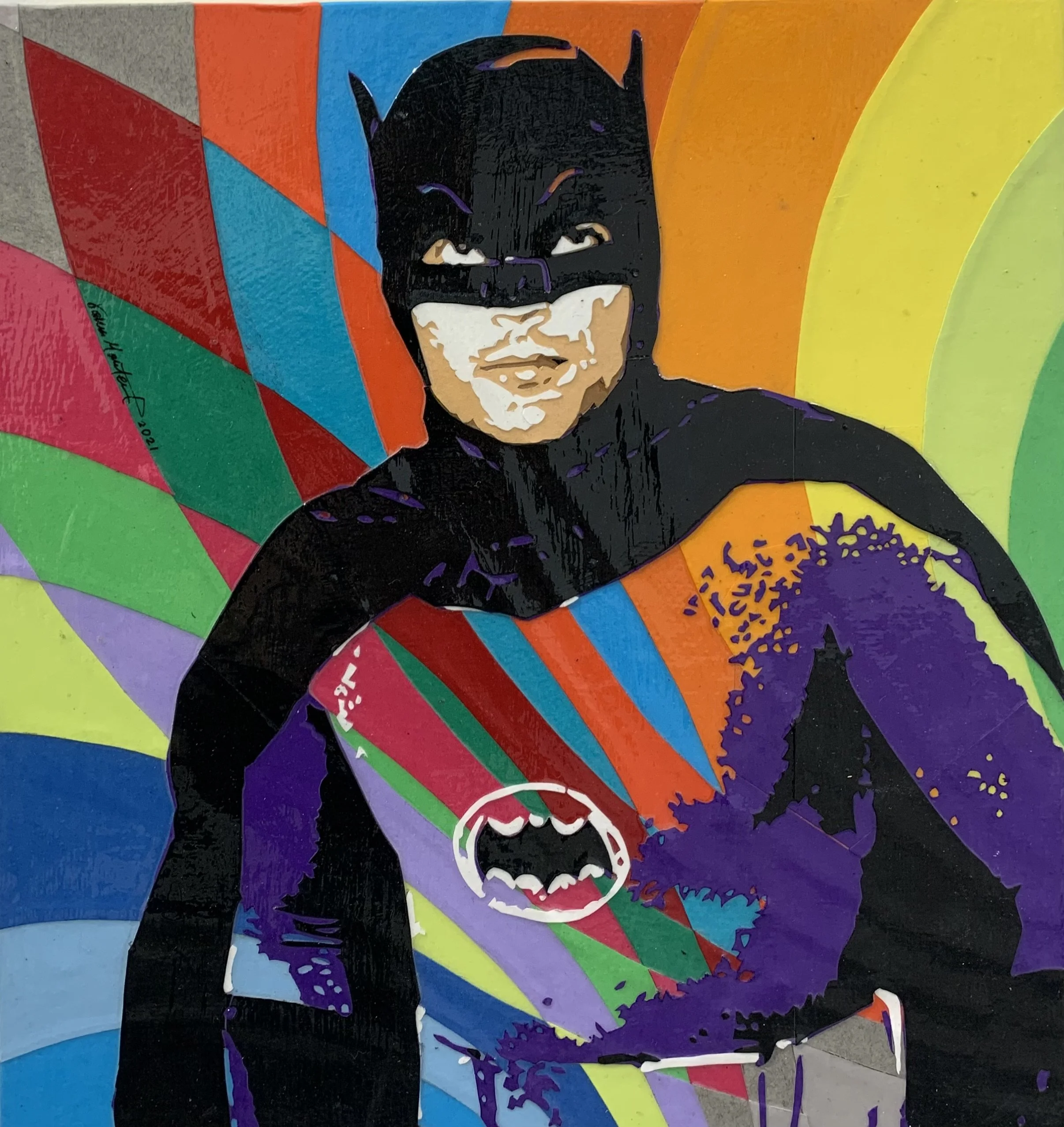 Batman! | Cut Paper on Panel | 12" x 11" | $300