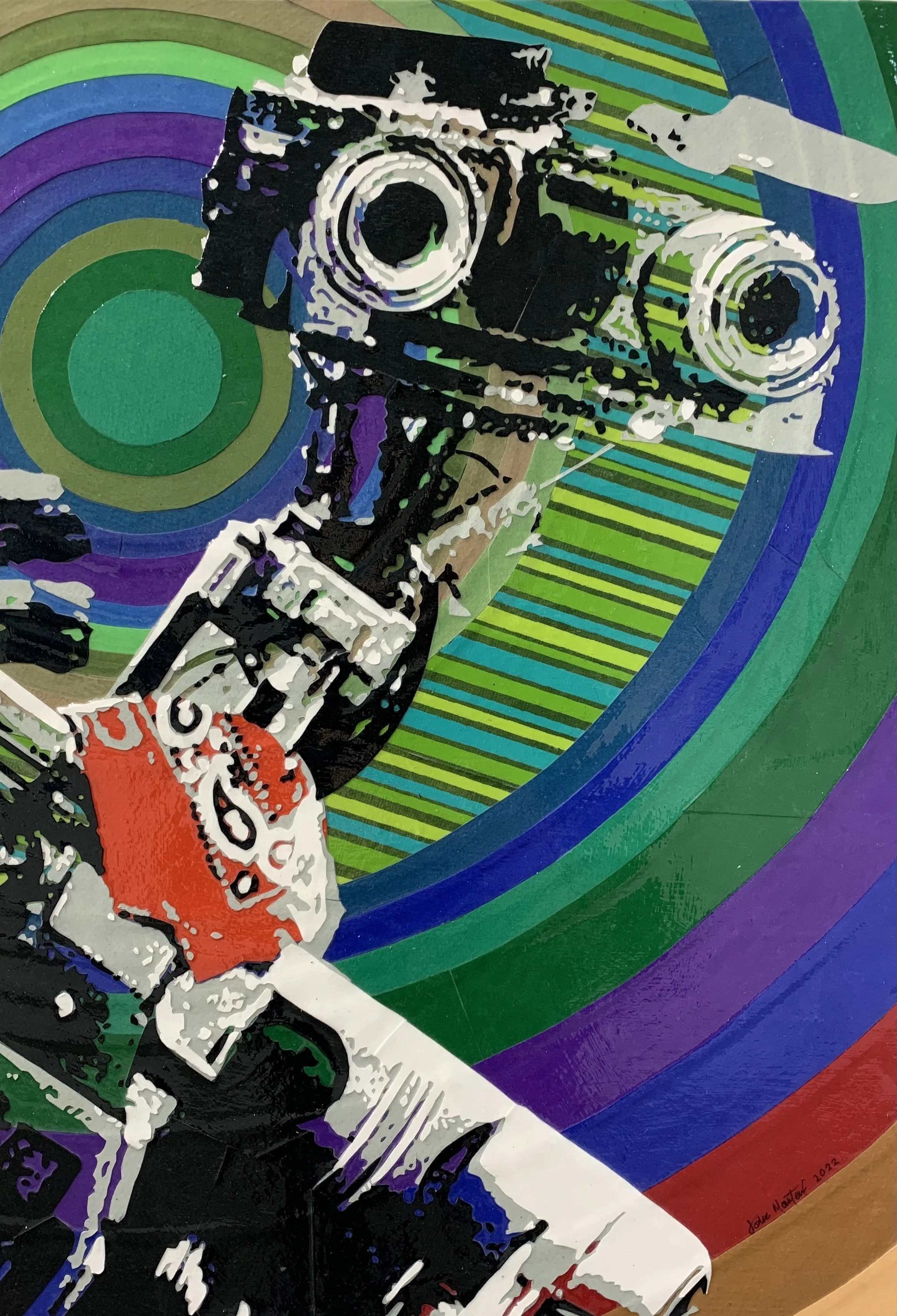 Johnny 5 | Cut Paper on Panel | 18" x 13" | $540