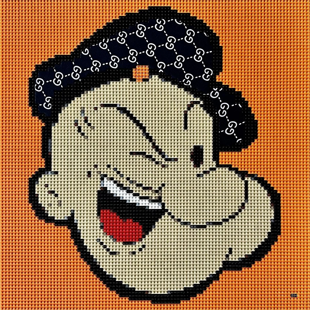 Gucci Pop | LEGO® Bricks + Fabric + Swarovski Crystals | 30"x30" | $4,000