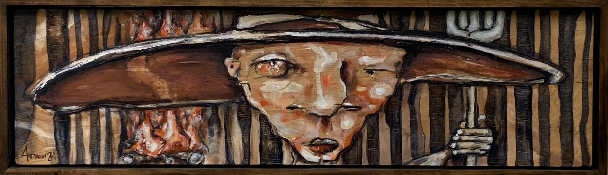 Pyre | Acrylic in Canvas in Frame | 15" x 50" | $1600
