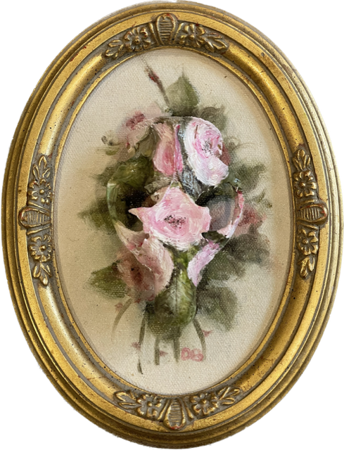 Georgia | Found vintage oil painting, oil on lynx skull, vintage frame" | 8.5 x 6.5 x 2 | $200